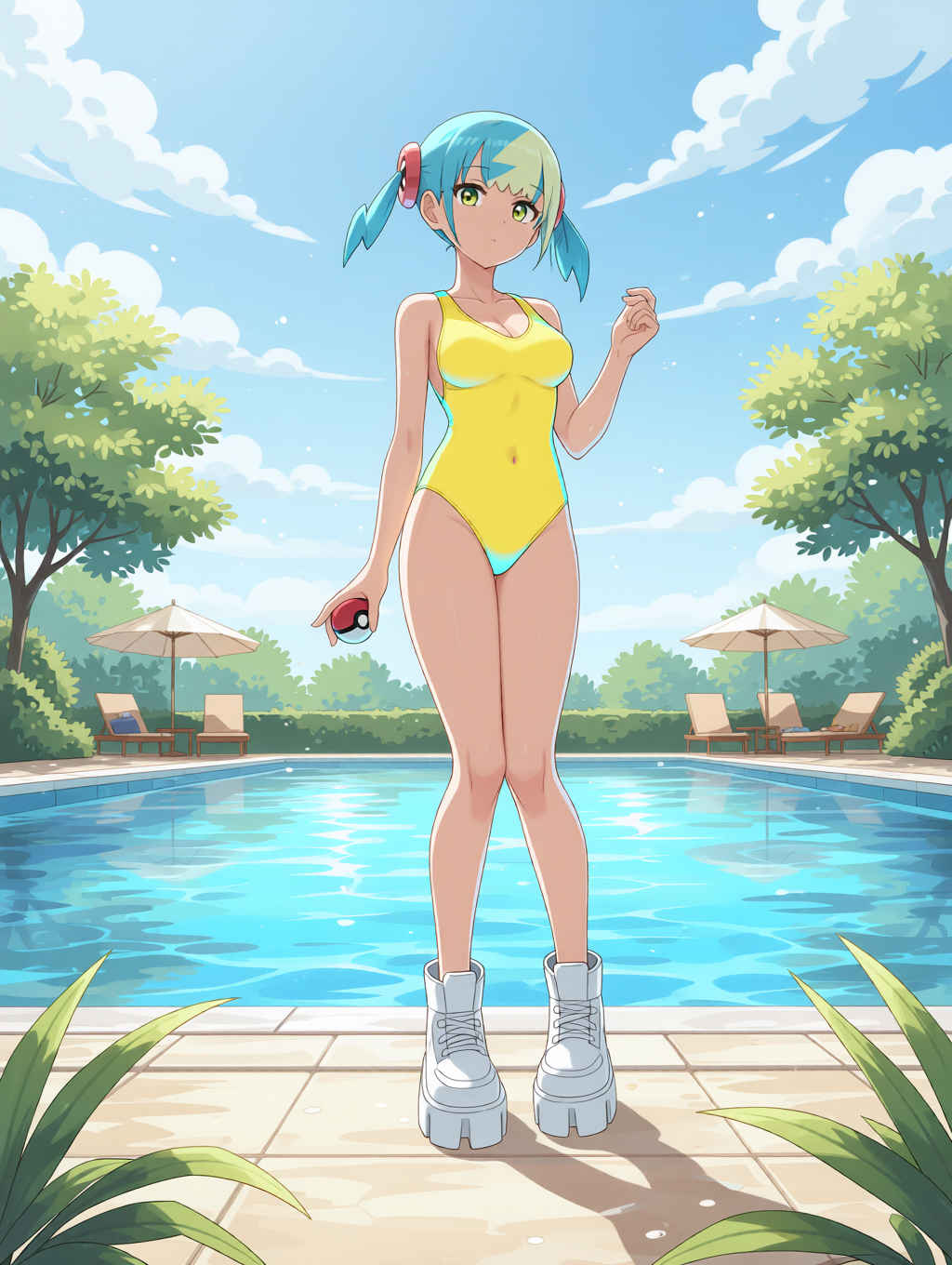 プールサイドカナリィ - せいでしょのAIイラスト