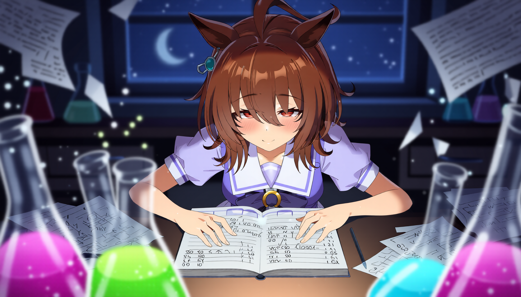 深夜まで実験するアグネスタキオン - うまZONEのAIイラスト