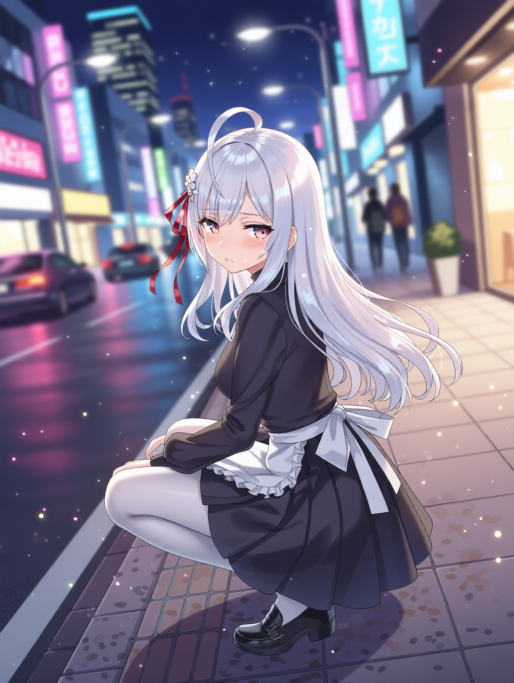 夜の街。メイド - 獄中からの手紙のAIイラスト