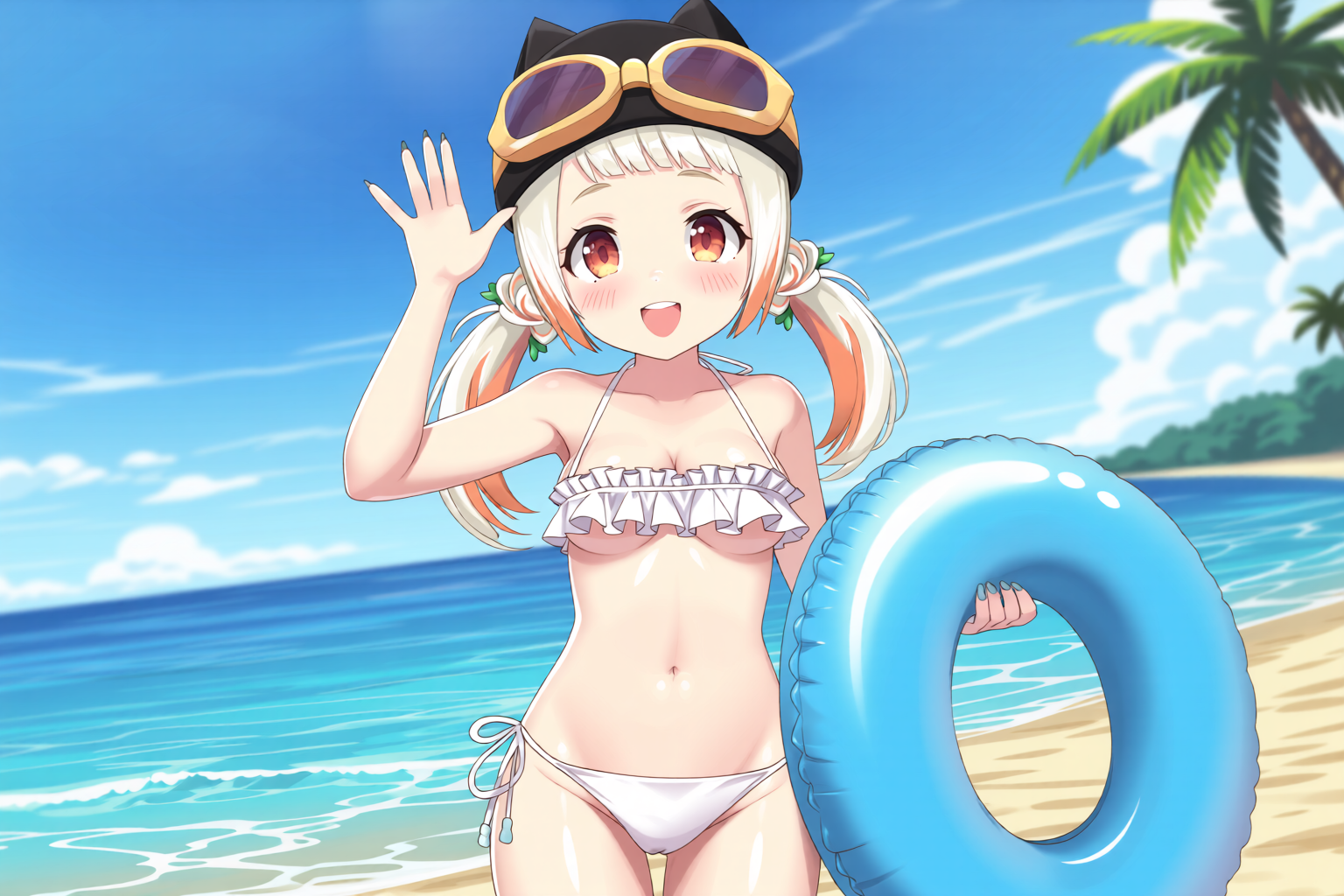 海辺で笑顔 - nabemarin2795のAIイラスト