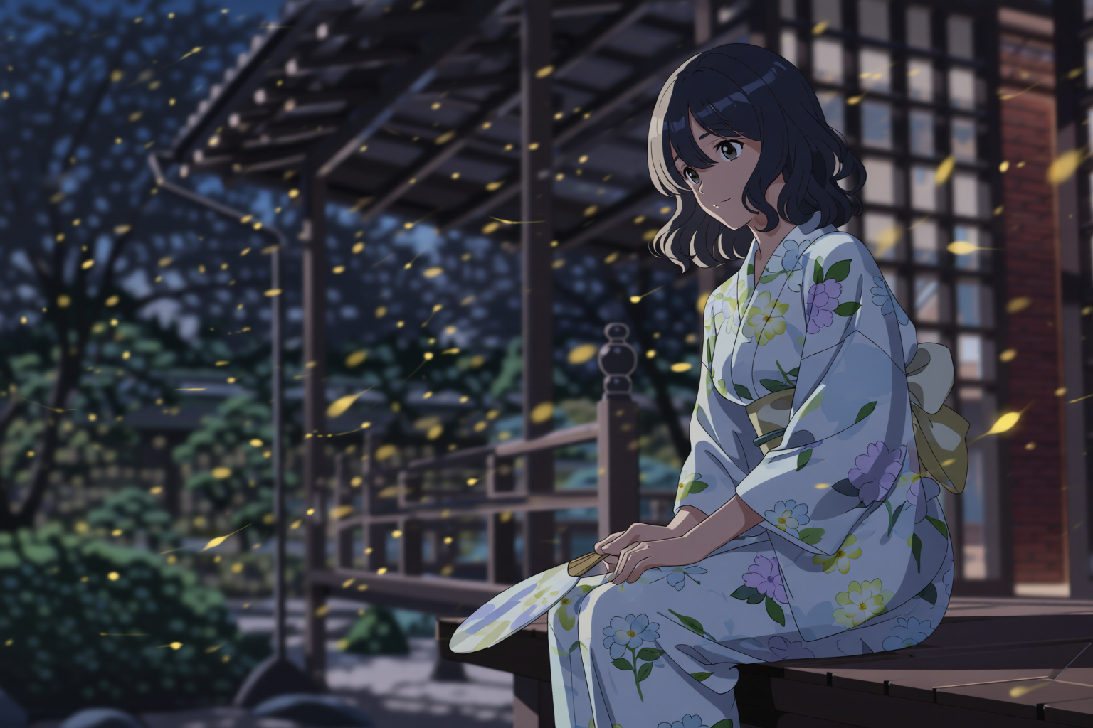 花火大会の夜 - 大人鴨のAIイラスト