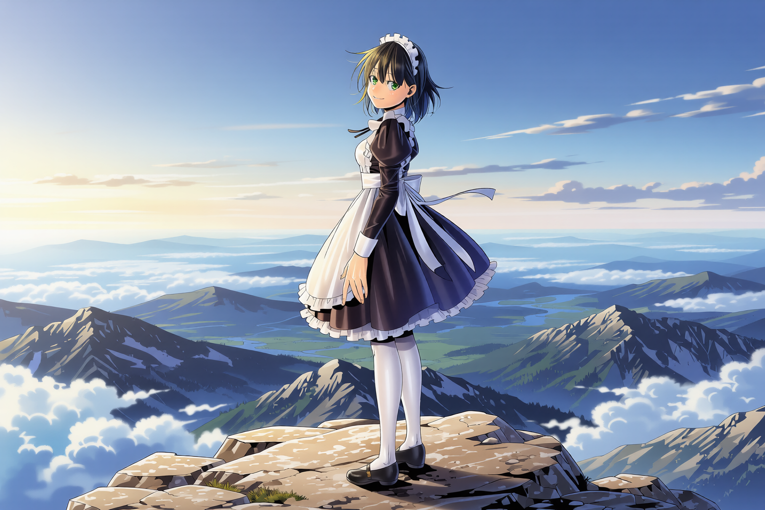 メイドと山登り - gggggのAIイラスト