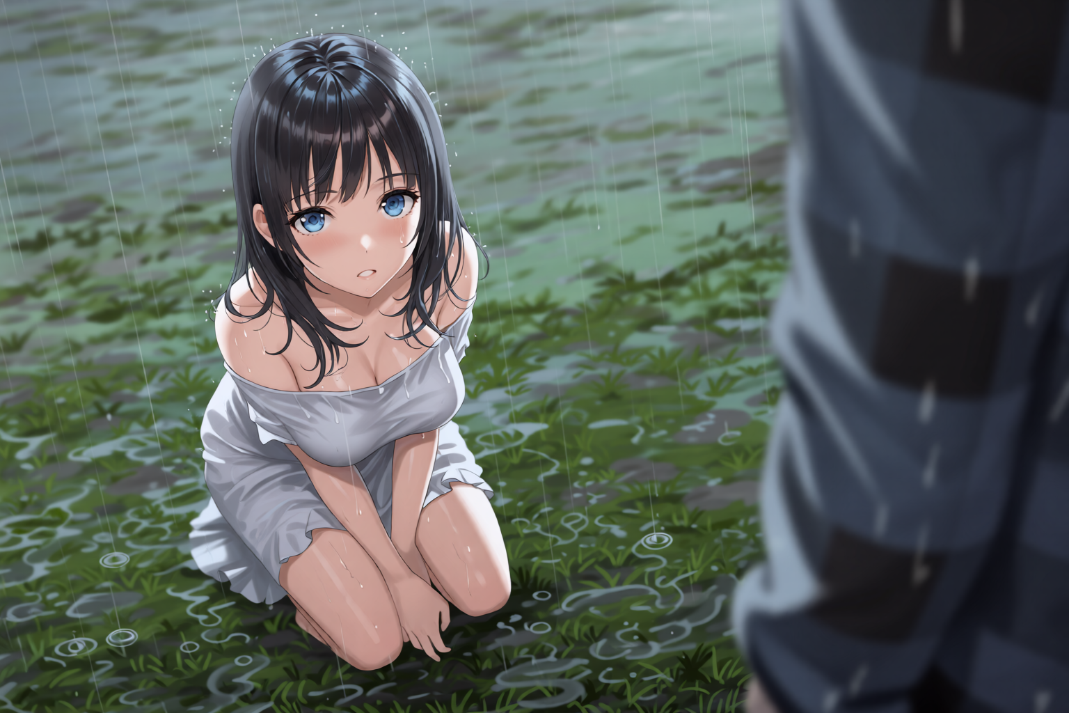 雨に濡れる少女 - manami1016のAIイラスト