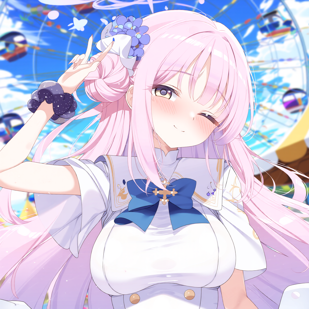 遊園地、ブルアカのミカ - 運命のルーレットのAIイラスト