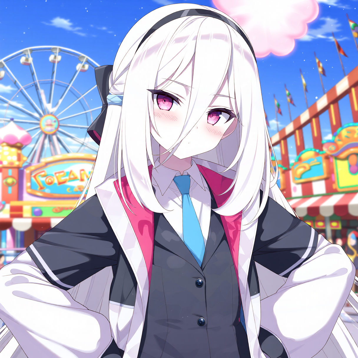 遊園地でブルアカのケイ - 運命のルーレットのAIイラスト